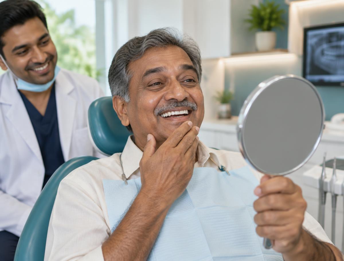 Representative photograph of a patient's joyful first reaction