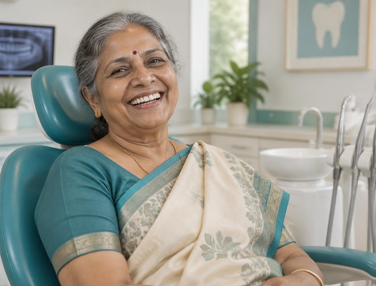 Representative photograph of a patient smiling after treatment